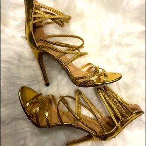 Gold Strappy Heels